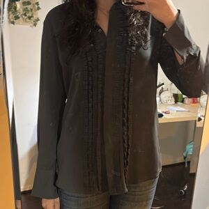 Banana Republic Black Pleated Buttoned Blouse